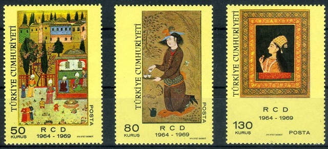 Türk Pulu Minyatürler 1969 Rcd 3 Pul Damgasız Tam Seri Asb-5042 Teşhir Ürün