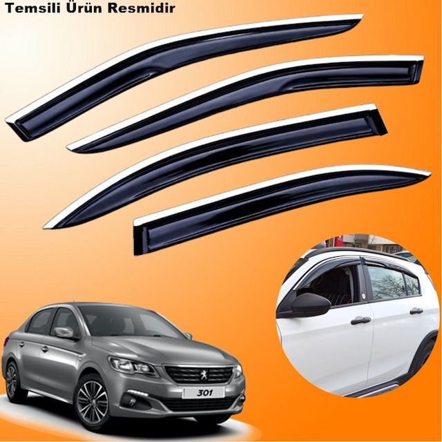 Peugeot 301 Mügen Cam Rüzgarlığı Abs Krom Nikelajlı Cam Rüzgarlığı 2012-2020 Arası 4 Lü Set