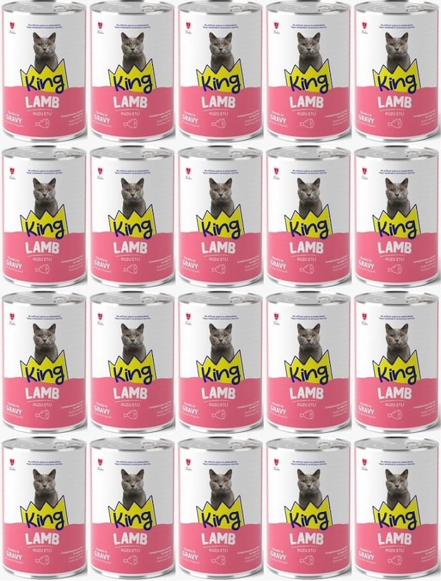 King Et Parçacıklı Kuzu Etli Yetişkin Kedi Konserve 400 Gr 20 Adet