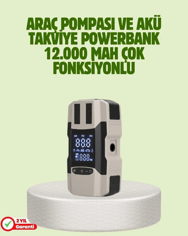 Ers Araç Akü Takviye Cihazı Ve Lastik Şişirme Pompası 12.000 Mah