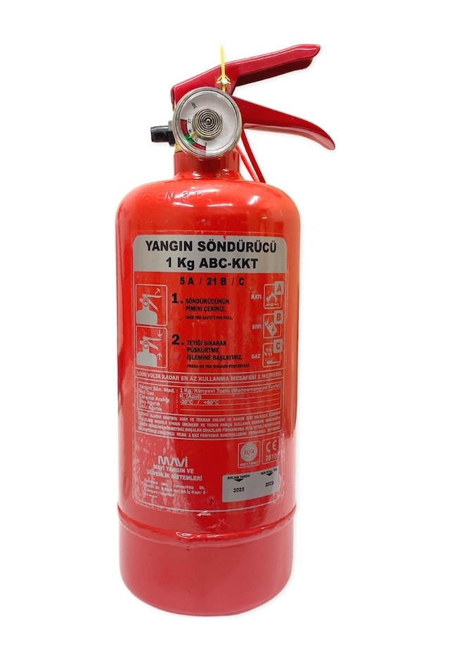 1 Kg Yangın Söndürücü Oto Muayene Uyumlu Araç Yangın Tüpü Üretim 09.2025 Tekrar Dolum