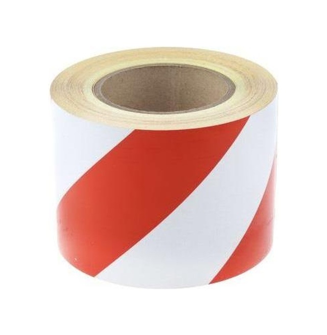 Fosforlu Bant Çapraz 9,2 Cm X 5 Metre Kırmızı Beyaz