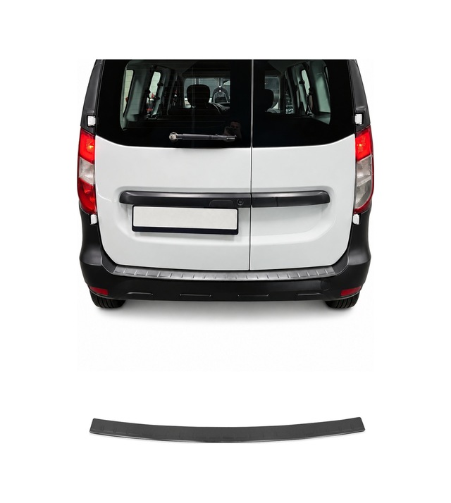 Dacia Dokker 2012-2022 Uyumlu Krom Arka Tampon Eşiği Paslanmaz Çelik Taşlı Siyah