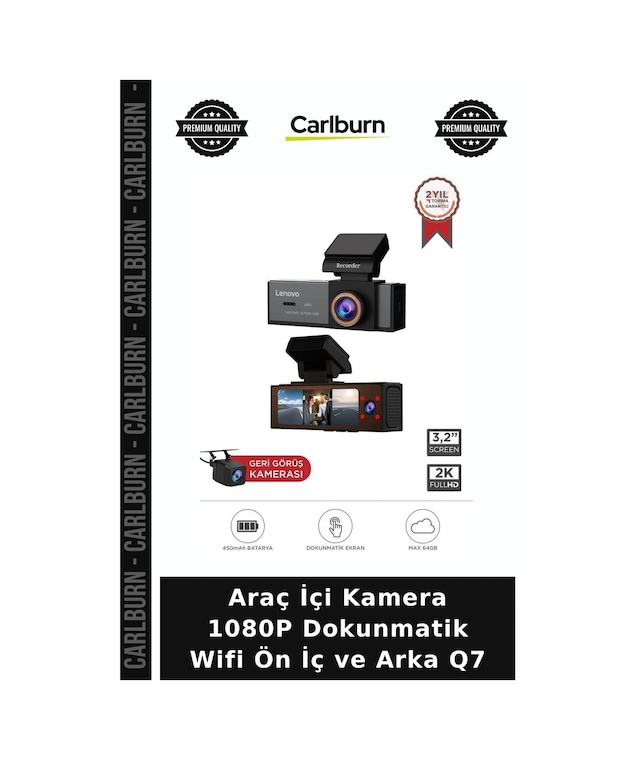 Araç İçi Kamera 1080p Dokunmatik Wifi Ön İç Ve Arka Q7 Görüntüleyici Taşıt Aksesuarı Pratik Alet