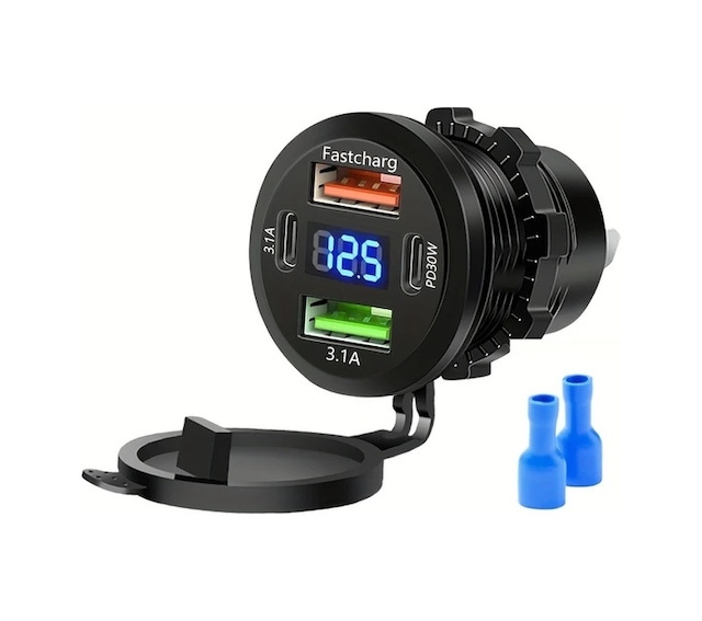 Gaojunshop01 Yükseltilmiş 30w Pd/qc3.0 Hızlı Araç Şarj Cihazı 12-40v Usb-c Çakmaklık Adaptörü Siyah Mavi Işıklı