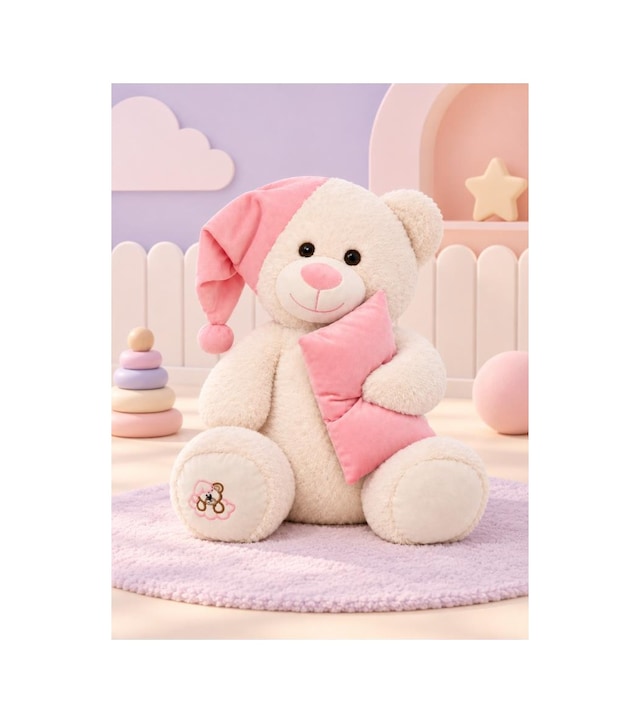 Pufu Toys Uyku Arkadaşım Yumuşak Yastık Peluş Ayıcık 65 Cm Pembe