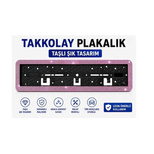 Plakalık Takkolay Taşlı Pembe 1 Adet Plakalık