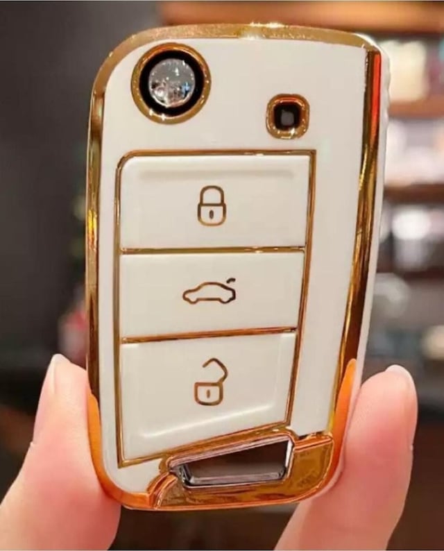 Seat Leon FR İbiza Arona Tarraco Uyumlu Nano Anahtar Koruma Kılıfı Beyaz Gold
