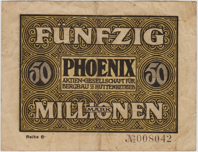 Almanya 50 Milyon Mark 1923 Notgeld-düsseldorf. Çok Temiz. Nadir.