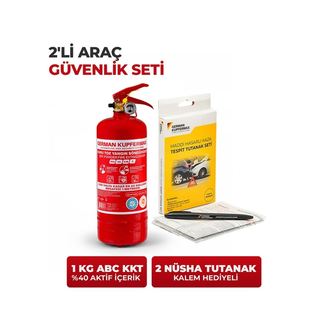 Ce & Tse Belgeli 1 Kg Yangın Söndürücü Ve Kalem Kaza Tespit Tutanak Seti
