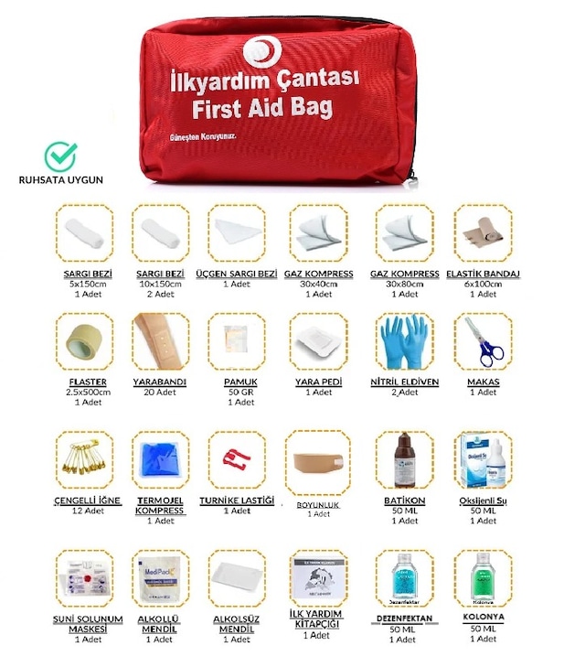 İlk Yardım Çantası Yönetmeliğe Uygun İlk Yardım Seti