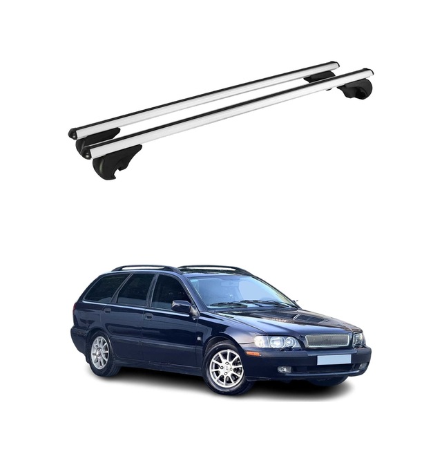 Volvo V40 I Station Wagon 1995-2004 Arası Uyumlu Port Bagaj Taşıyıcı Ara Atkı Alüminyum Gümüş 2 Parça