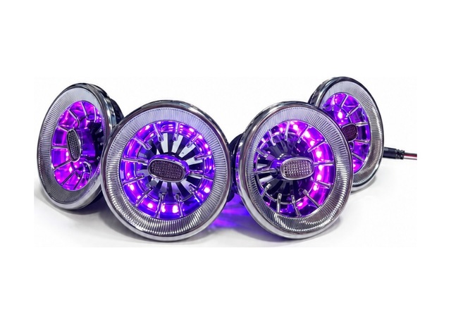 Vıp Universal Led Ambiyanslı Araç Klima Menfezi Bluetooth Kontrol 4 Lü Set 9-10cm Çap