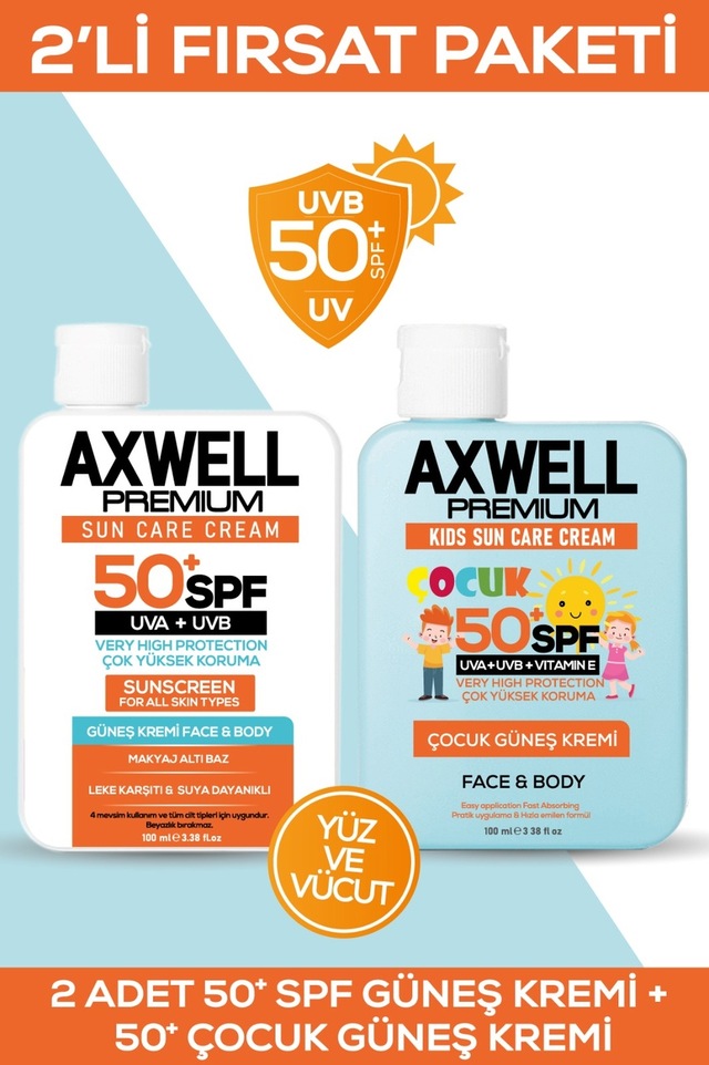 SPF 50+ 2li Fırsat Seti Leke Karşıtı Nemlendirici Yüksek Koruma Güneş Kremi 100 ML