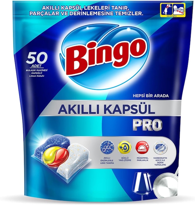 Bingo Akıllı Kapsül Pro Bulaşık Makinesi Tableti 50'li