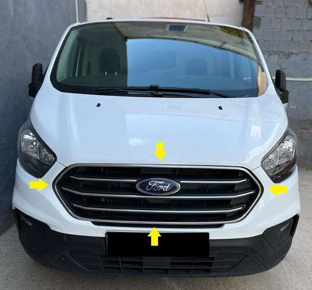 Ford Custom Krom Ön Panjur+Çerçeve 8 parça 2018 ve üzeri P.Çelik