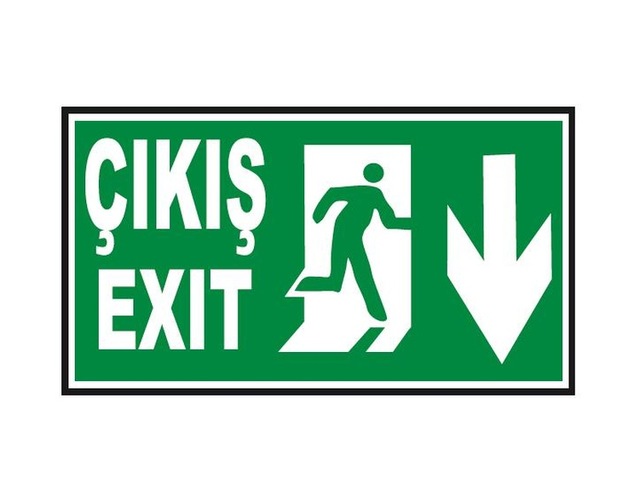 Fosforlu Acil Çıkış -Exit Levhası - Fotolümenli - Aşağı Yön
