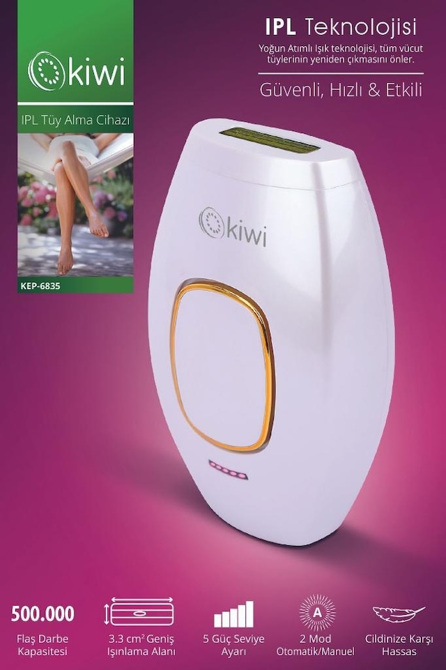 Kiwi Ipl Lazer Epilasyon Tüy Alma Cihazı Otomatik Yüz,vücut,hassas Bölge Kullanımı 500.000 Atım 6835