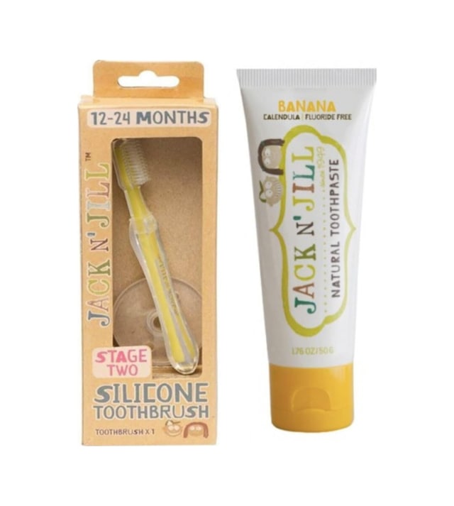 Tr Jill Bebek Diş Fırçalama Seti Silikon Diş Fırçası + Muz Aromalı Macun 50g