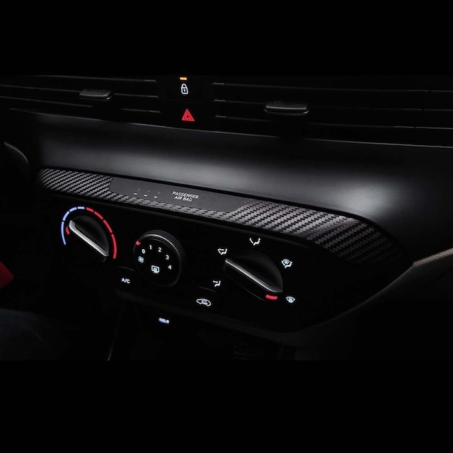 Hyundai Bayon İle Uyumlu İç Trim Folyo Kaplama Set Ayna Katlama Butonlu, Mat Karbon Siyah