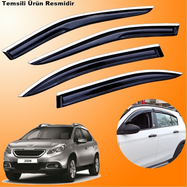Peugeot 2008 Mügen Cam Rüzgarlığı Abs Krom Nikelajlı Cam Rüzgarlığı 2012-2019 Arası 4 Lü Set