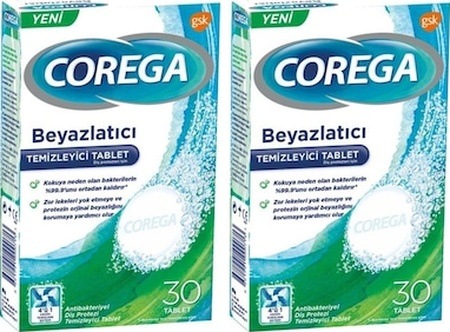 Corega Beyazlatıcı ve Temizleyici Tablet 2 x 30 Tablet