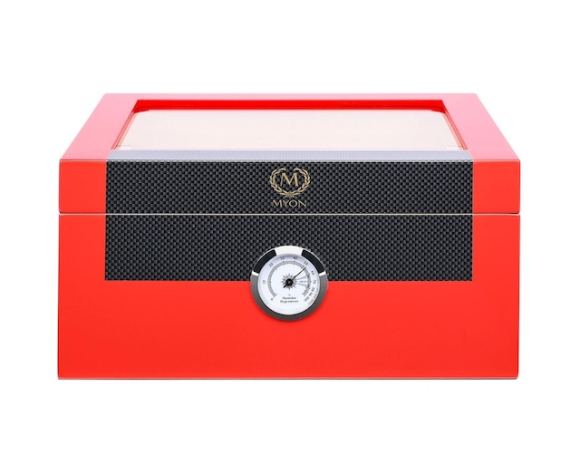 Myon Camlı Sedir Humidor Puro Kutusu Lake Kırmızı 60's