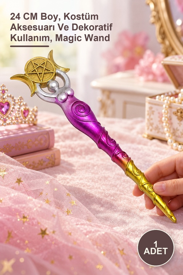1 Adet Polyester Sihirli Asa 24 Cm Boy, Kostüm Aksesuarı Ve Dekoratif Kullanım, Magic Wand