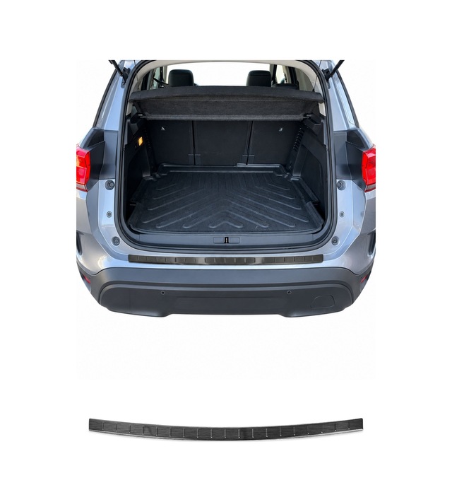 Citroen C5 Aircross 2018-2025 Uyumlu Krom Arka Tampon Eşiği Paslanmaz Çelik Taşlı Siyah
