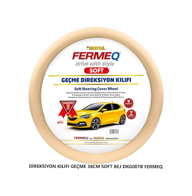 Direksiyon Kılıfı Geçme 38cm Soft Bej Dkg001b Fermeq
