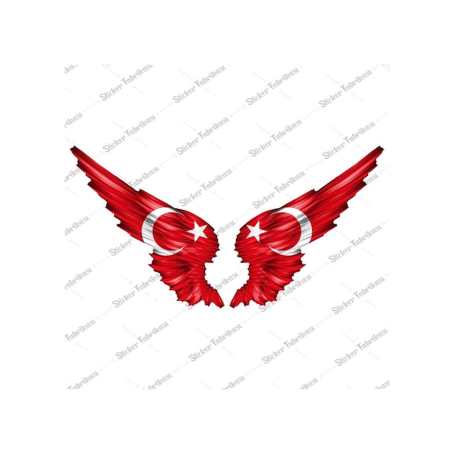 Kanatlı Türk Bayrağı Sticker 00002