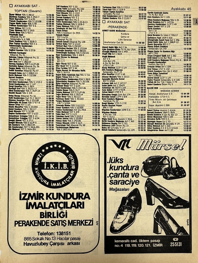 İzmir 1982-1983 Meslek Reklam İlanı Efemera S45 Teşhir Ürün