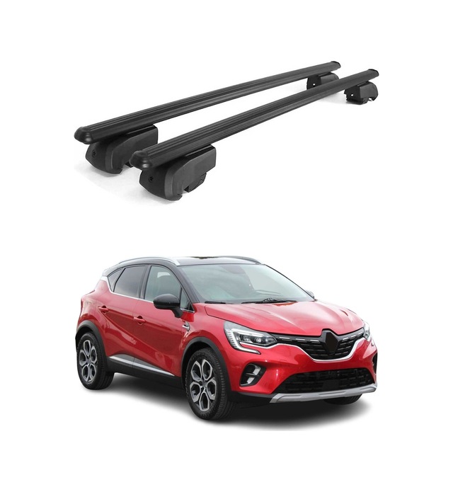 Renault Captur Iı 2019-2027 Arası Uyumlu Port Bagaj Taşıyıcı Ara Atkı Alüminyum Siyah 2 Parça