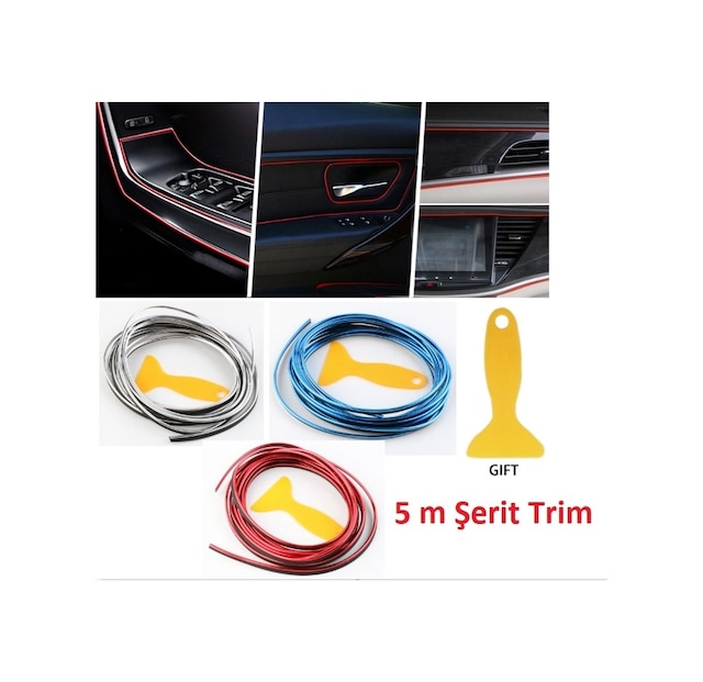 Trim Galvanik Kaplama Esnek Pvc Otomotiv Pano Kapı Trim İç Aksesuar Araba Dekorasyon 5 Metre