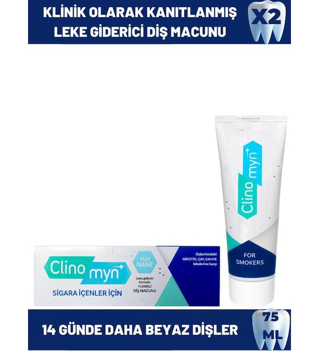 Clinomyn Smokers Sigara İçenler İçin Diş Beyazlatan Leke Giderici Diş Macunu 75 ML x 2 Adet