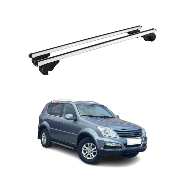 Ssangyong Rexton I Facelift 2012-2017 Arası Uyumlu Port Bagaj Taşıyıcı Ara Atkı Alüminyum Gümüş 2 Parça
