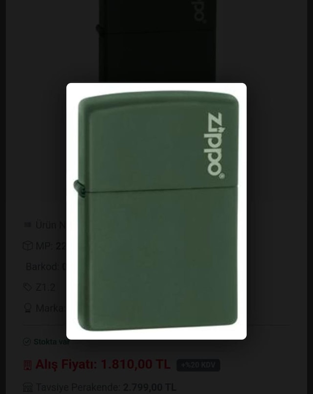 Zippo Çakmak 1 Numara Yeşil