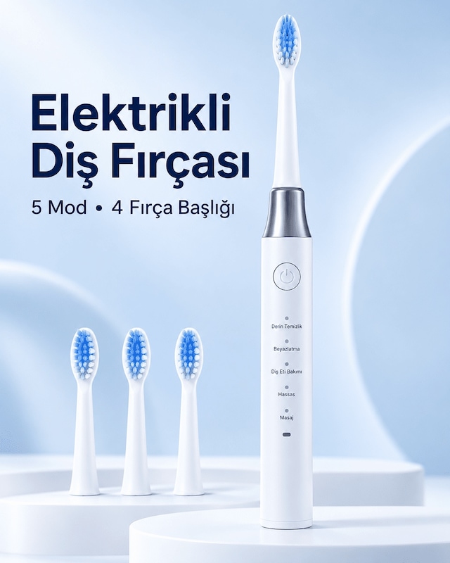 1. Hassas Ve Masaj Modlu Usb Şarjlı Beyaz Elektrikli Diş Fırçası
