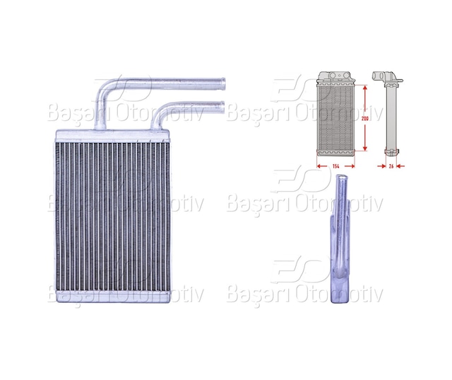 Kalorıfer Radyatoru Brazıng 199x159 Mm Mıtsubıshı Lancer 7 1.3 1.6 2.0 Outlander 1 2.0 2.4 03