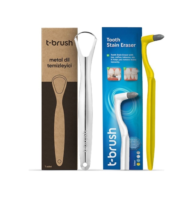 Tbrush Paslanmaz Çelik Dil Temizleyici / Dil Sıyırıcı & Beyazlatıcı ve Diş Silgisi