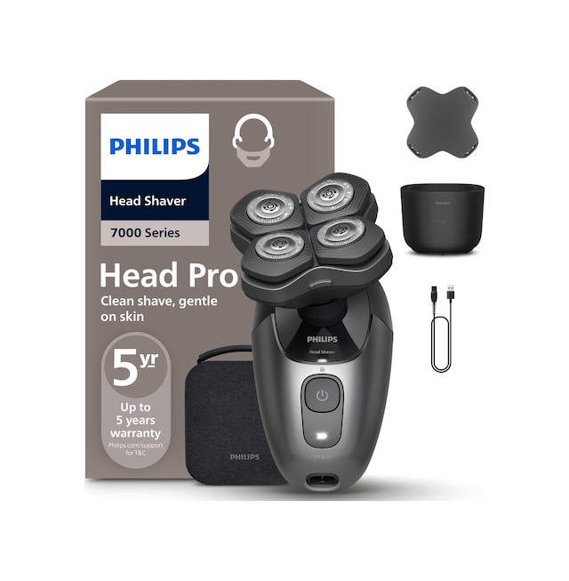 Philips Head Shaver Pro Series 7000 - Erkekler Ve Kadınlar İçin Elektrikli Kel Tıraş Makinesi, 360 Derece Esnek Tıraş Başlığı Ve Comfortcut Bıçaklar, Yakın Tıraş, Cilde Nazik, Model Hs7980/15