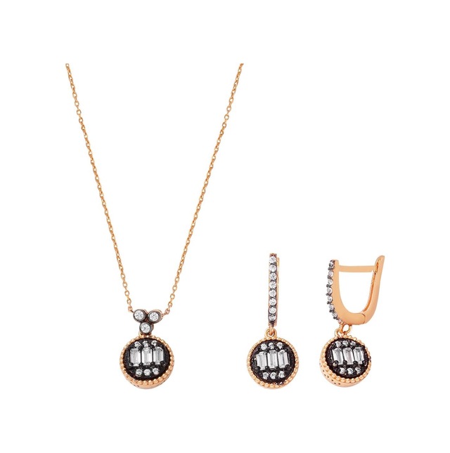 Kolye & Küpe Rose Altın Set TMS720ST2-68