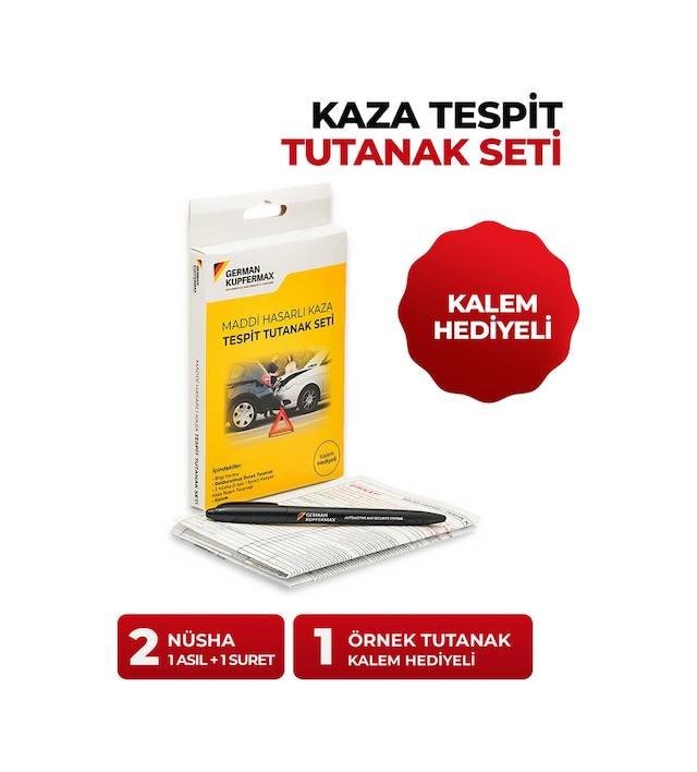Kaza Tespit Tutanak Seti: 2 Adet Nüsha, 1 Adet Örnek Nüsha Ve Kalem