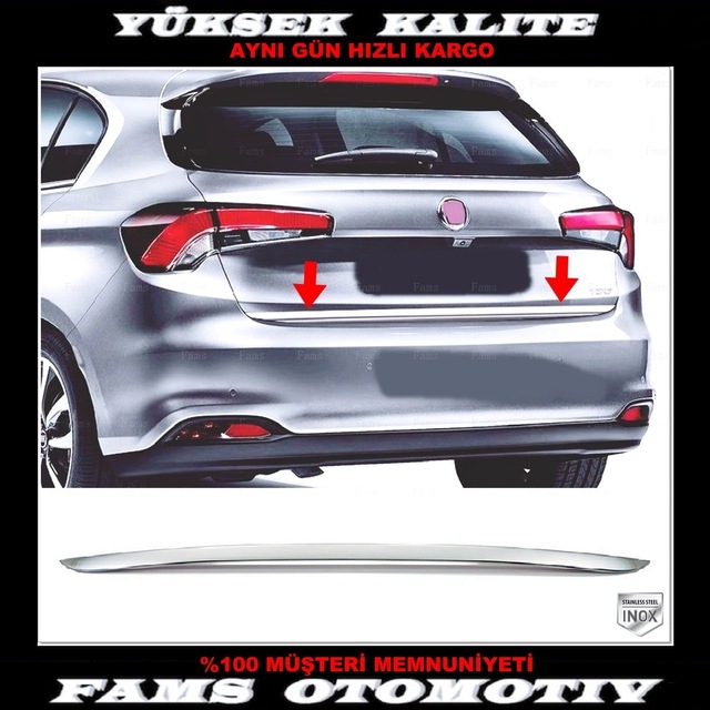 Fiat Egea Krom Bagaj Alt Çıtası 2015 Üzeri Hb Paslanmaz Çelik