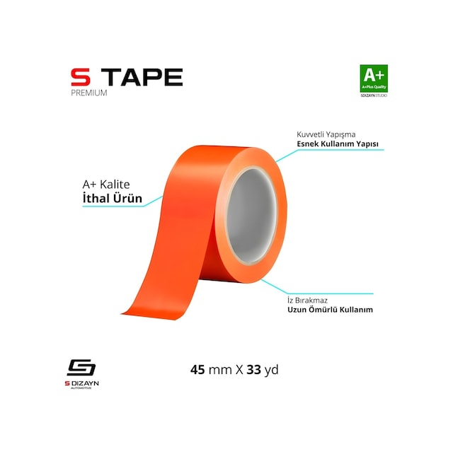 S-dizayn Oto Cam Montaj Bandı Turuncu 45MM x 33 M