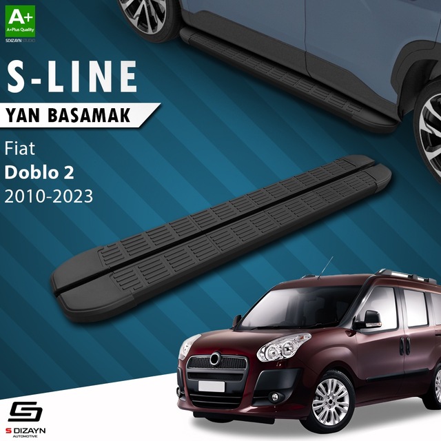 S-Dizayn Fiat Doblo 2 Uzun Şase S-Line Siyah Yan Basamak 223 Cm 2