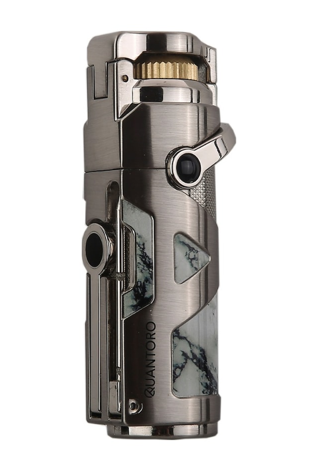 Quantoro Tek Torch Pürmüz Delicili/iğneli Gümüş Metal Puro Çakmağı - Trz1180