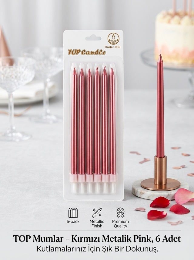 Top Candle Pasta Mumu 6 Adet Doğum Günü Ve Parti Kutlama Seti No:2