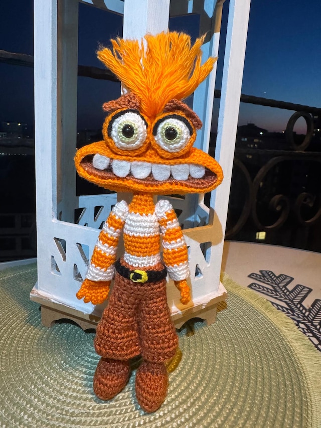 Insıde Out Endişe Amigurumi Oyuncak 20 Cm Turuncu