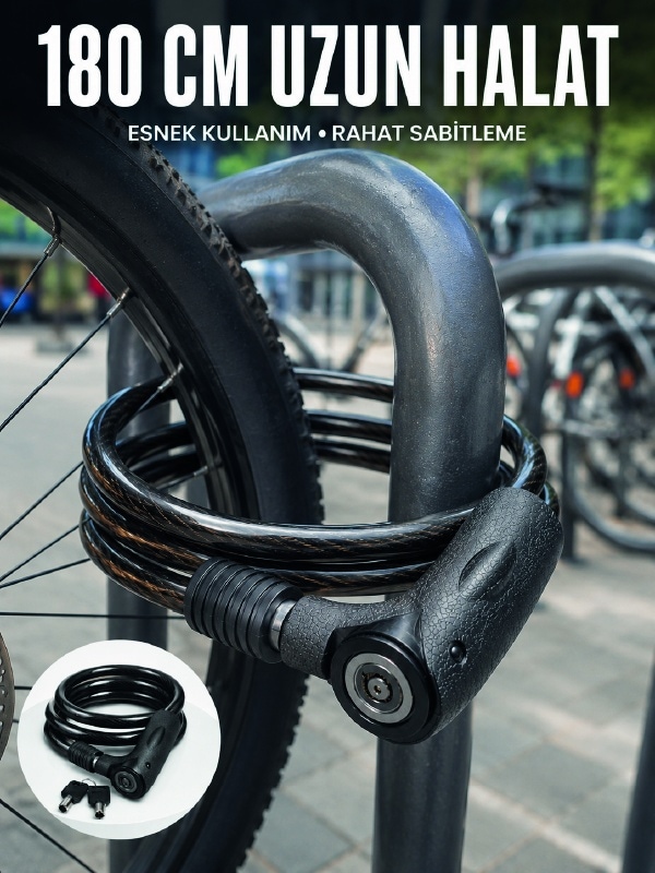 Hmngoxx Motosiklet, Bisiklet Ve Elektrikli Scooter İçin Ağır Hizmet Tipi Çelik Halat Kilidi Tkndhmngoxx